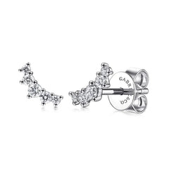 14K White Gold Curved Diamond Stud Earrings
