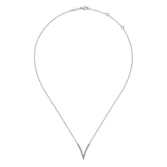 14K White Gold Diamond Chevron Necklace