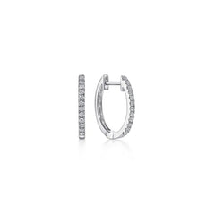 14K White Gold Diamond Huggie Earrings