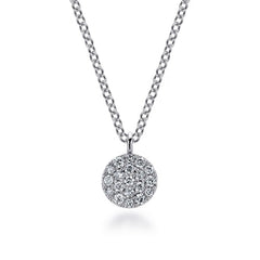 14K White Gold Pave Diamond Pendant Necklace