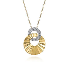 14K White and Yellow Gold Diamond Pendant Necklace