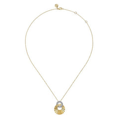 14K White and Yellow Gold Diamond Pendant Necklace