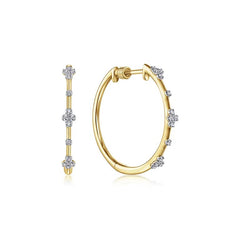 14K Yellow Gold Diamond Classic Hoop Earrings