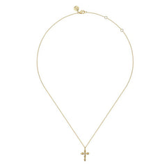 14K Yellow Gold Diamond Cross Necklace