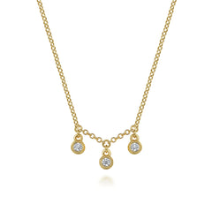 14K Yellow Gold Diamond Drop Pendant Necklace