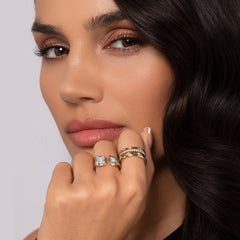 14K Yellow Gold Diamond Easy Stackable Ladies Ring