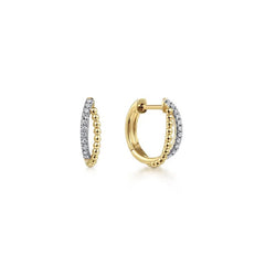 14K Yellow Gold Diamond Huggie Earrings