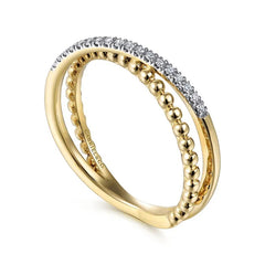 14K Yellow Gold Diamond Stackable Ring