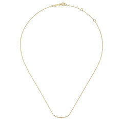 14K Yellow Gold Diamond Stations Bar Necklace