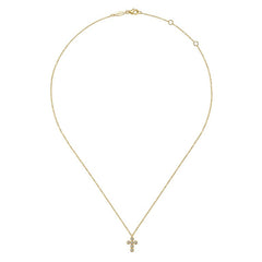 14K Yellow Gold Diamond Cross Pendant Necklace