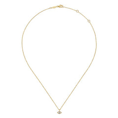14K Yellow-White Gold Diamond Evil Eye Pendant Necklace