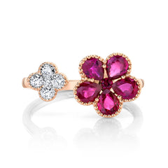 14K Yellow Gold Ruby Blossom Ring