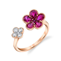 14K Yellow Gold Ruby Blossom Ring