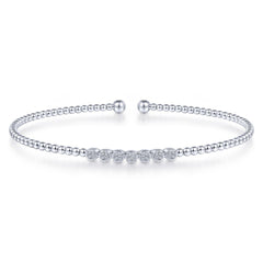 14K White Gold Bangle with Diamonds