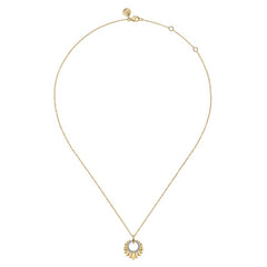 14K Yellow Gold Diamond Cut Texture Pendant Necklace