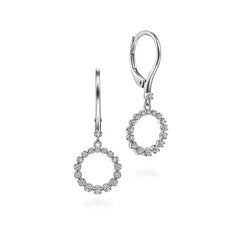 Drop Earrings Huggie 14K White Gold