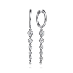 Drop Earrings Huggie 14K White Gold