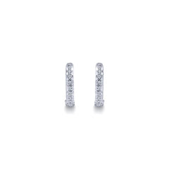 14K White Gold Diamond Huggie Earrings