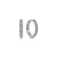 14K White Gold Diamond Huggie Earrings