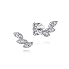 Floral 14K White Gold Diamond Stud Earrings