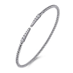 14K White Gold Bangle with Diamonds