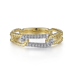 14K Yellow Gold Diamond Hampton Link Ring
