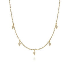 14K Yellow Gold Layered Droplet Diamond Necklace