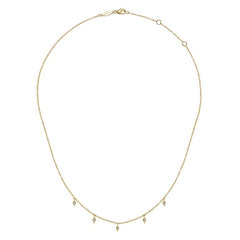 14K Yellow Gold Layered Droplet Diamond Necklace