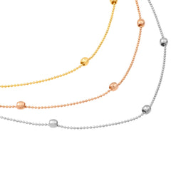 Tri-Color Bib Necklace with Diamond-Cut Beads