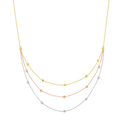 Tri-Color Bib Necklace with Diamond-Cut Beads