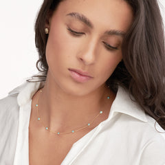 Turquoise Enamel Round Evil Eye Station Necklace