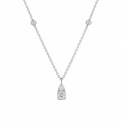 14K White Gold Diamond Pear Necklace