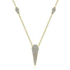 14K Yellow Gold Diamond Spike Necklace