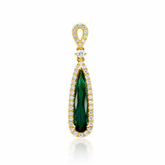 14K Yellow Gold Green Tourmaline Pendant Necklace