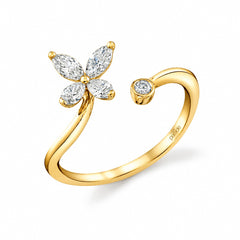 14K Yellow Gold Diamond Open Ring