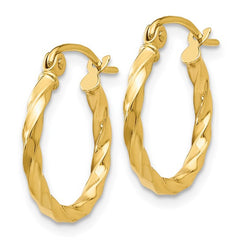 14K Yellow Gold Twist Huggie Hoops