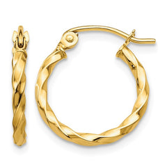 14K Yellow Gold Twist Huggie Hoops