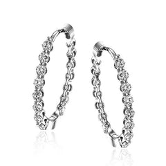 Hoop Earrings in 18K White Gold with Diamonds